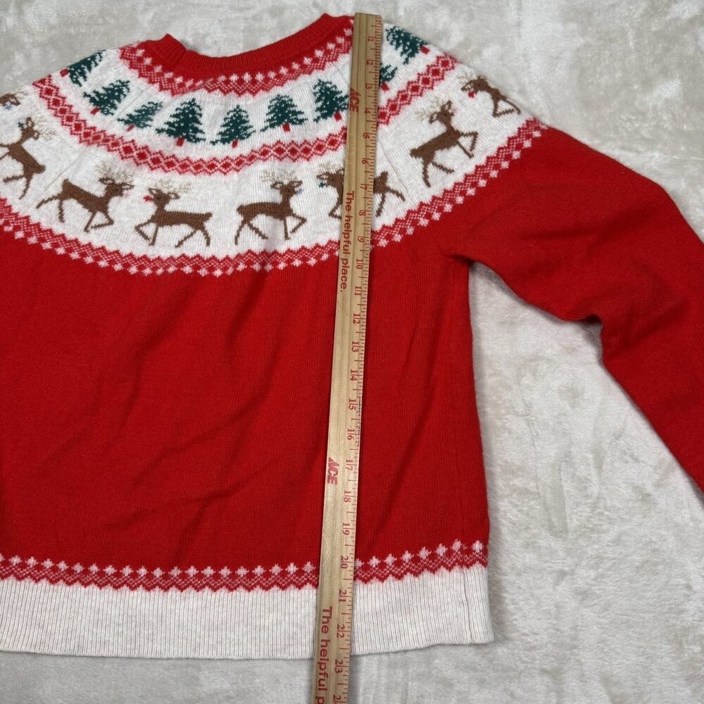 Boden Edie Fair Isle Sweater Reindeer Red Women’s Size Large Holiday Christmas - Picture 6 of 7